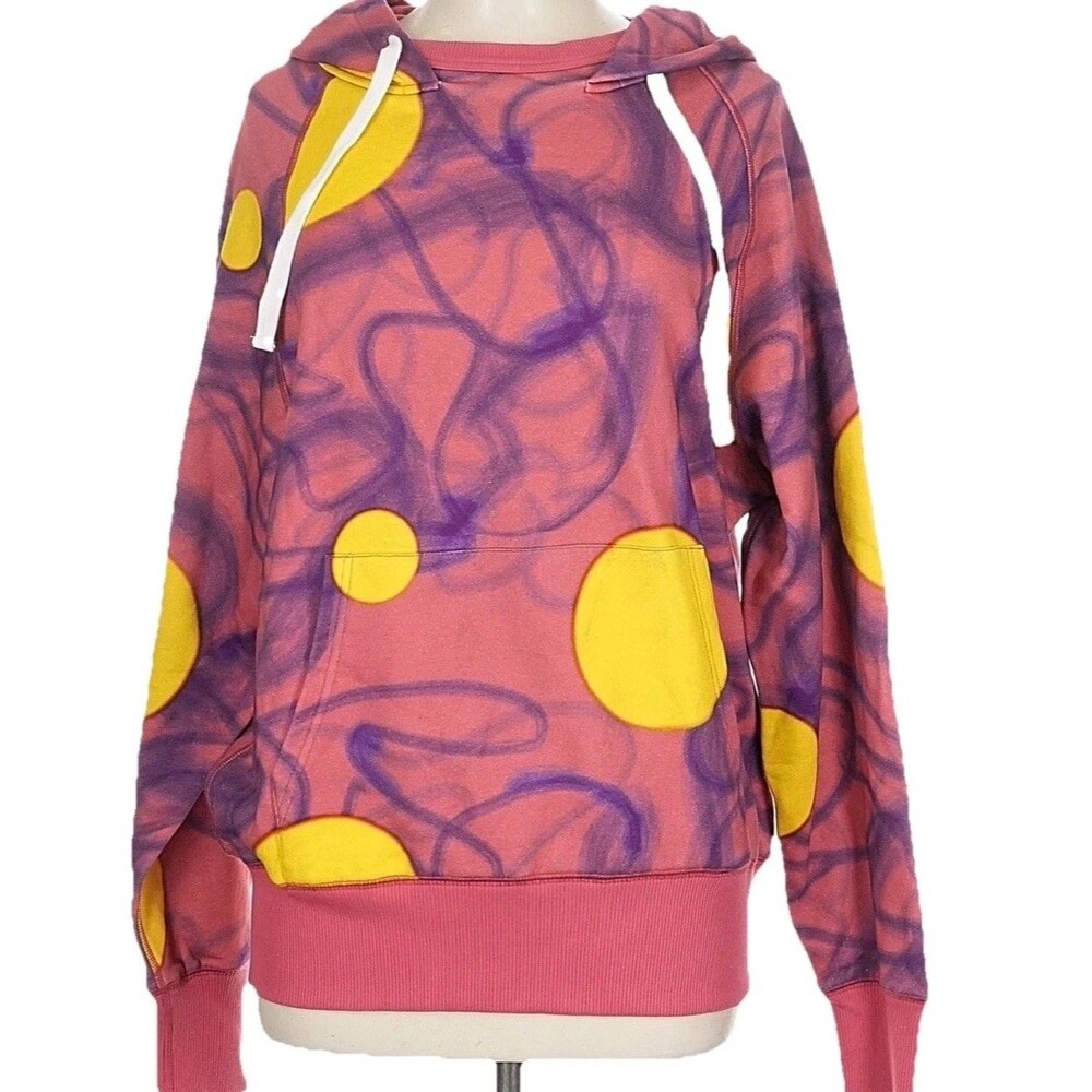 McNairy & Co Sz L Hoodie Sweatshirt Pink Abstract Dot  Funky Streetwear NWT